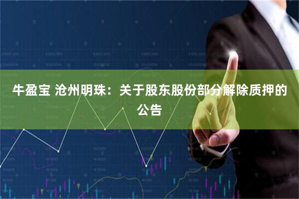 牛盈宝 沧州明珠：关于股东股份部分解除质押的公告